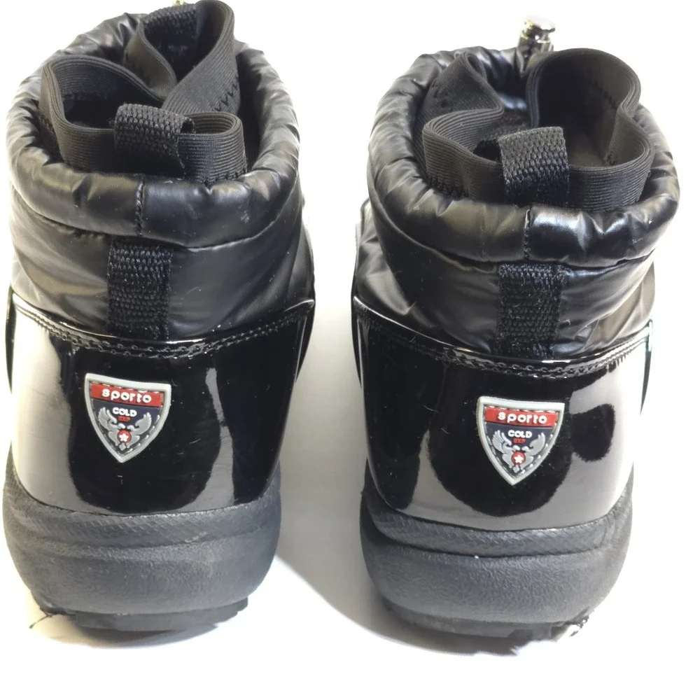 Women's Sporto Insulated Shoes Puffer Booties Wool‎ Fur Size 6M Black